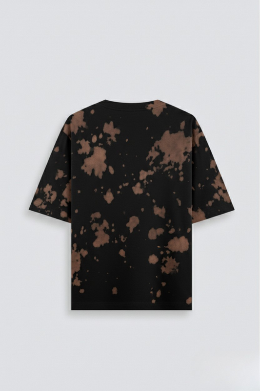 Men's Brown Black Tie Dye Oversized T-Shirt 260 GSM Bio-Washed, Drop Shoulder