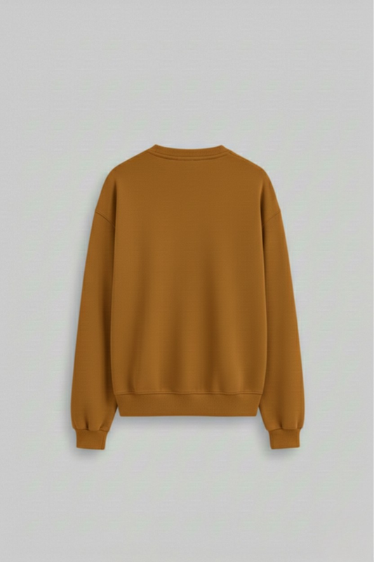 Men's Mustard Yellow Sweatshirt 300 GSM Bio-Washed, Super Combed Cotton Poly