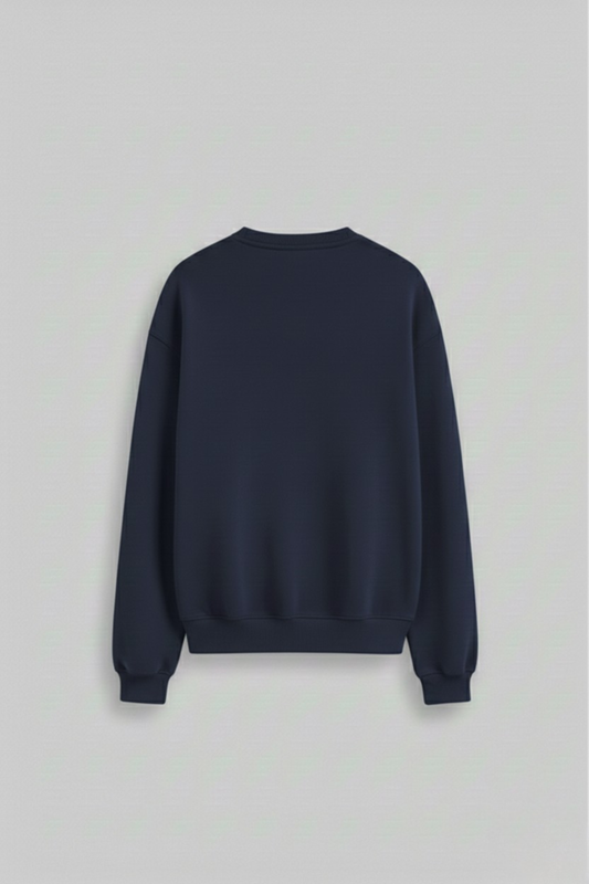 Men's Navy Blue Oversized Sweatshirt 400 GSM Drop Shoulder, Bio-Washed