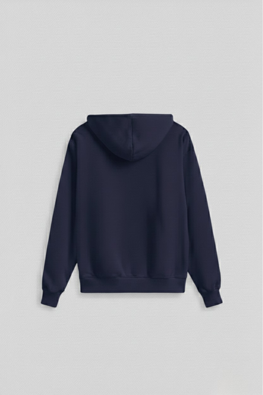 Men's Navy Blue Oversized Hoodie 400 GSM Bio-Washed, Super Combed Cotton Poly