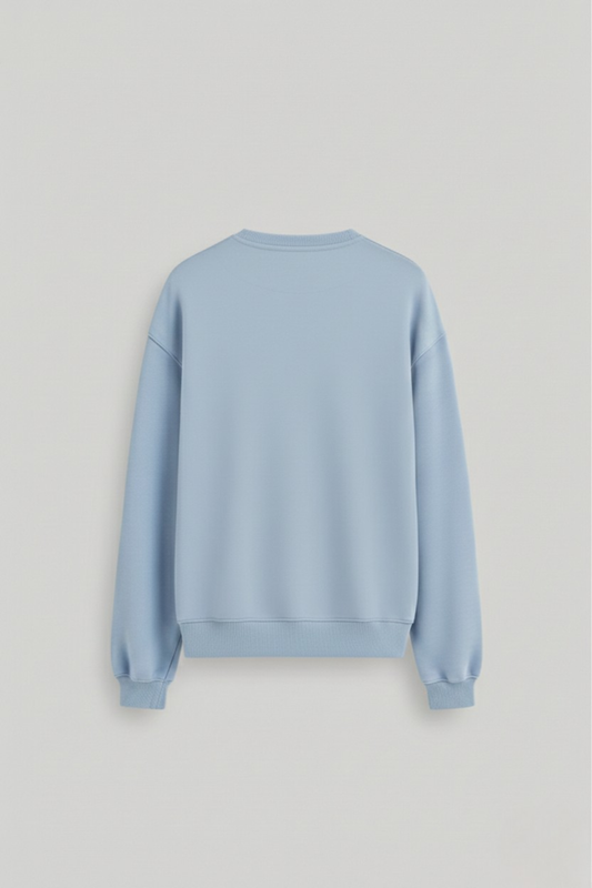 Men's Baby Blue Sweatshirt 300 GSM Bio-Washed, Super Combed Cotton Poly