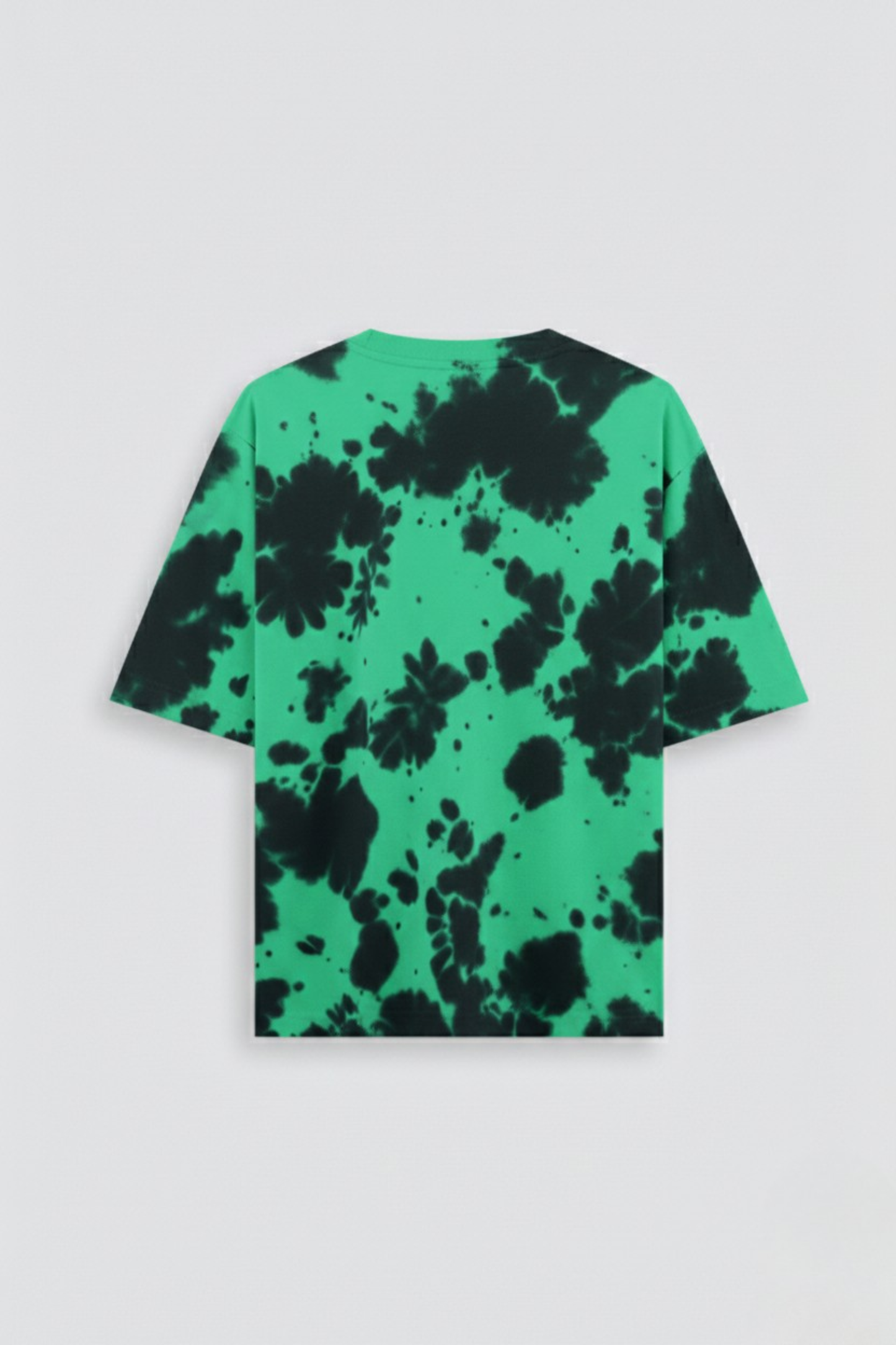 Men's Green Black Tie Dye Oversized T-Shirt 260 GSM Bio-Washed, Drop Shoulder