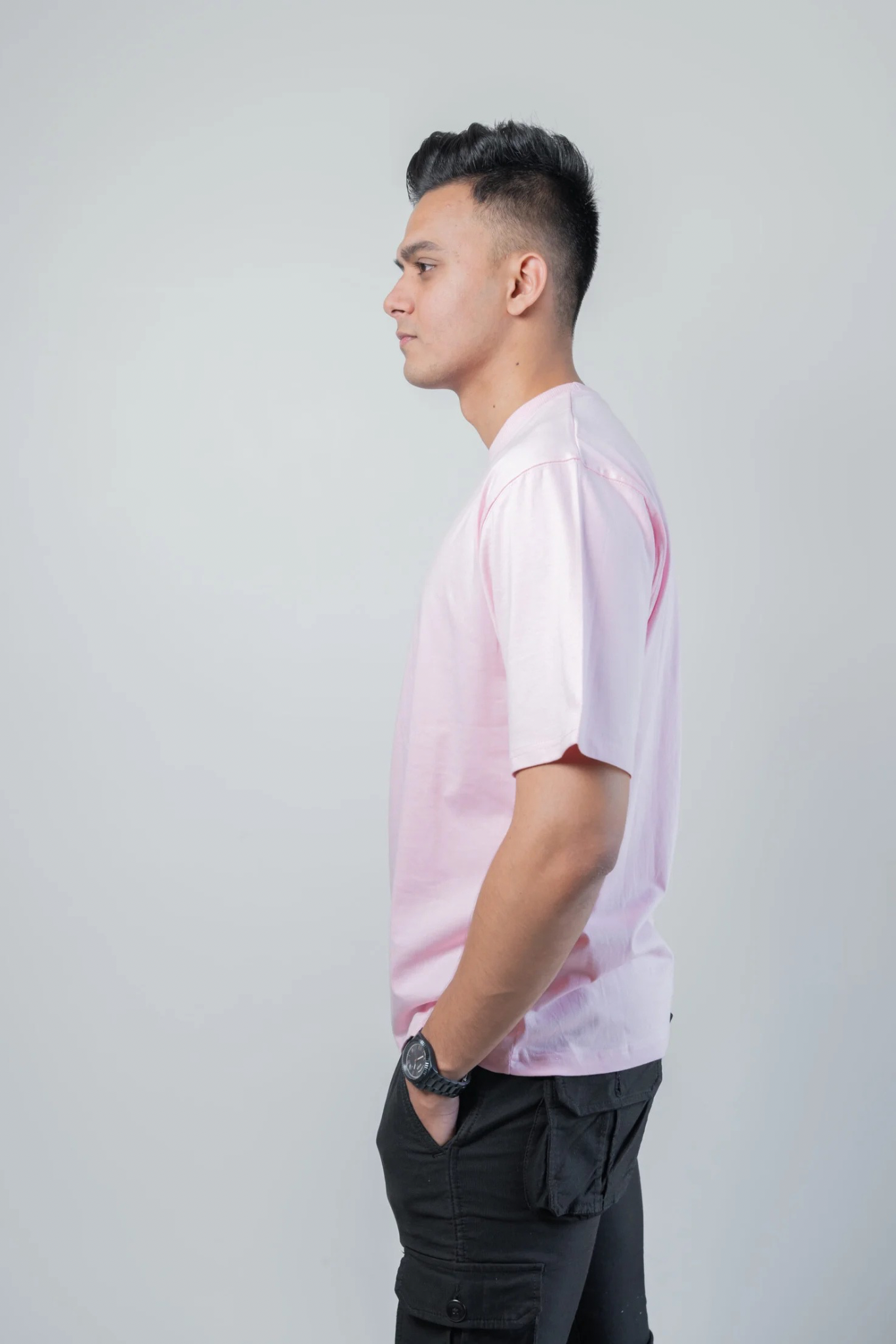 Oversized Classic T‑Shirt for Men | 240 GSM Heavyweight 100% Cotton | Light Baby Pink