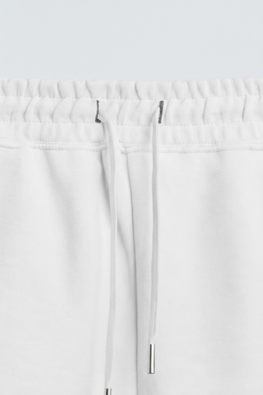 Mens White Terry Shorts 260 GSM Terry Fabric, Drawcord Elastic Waist