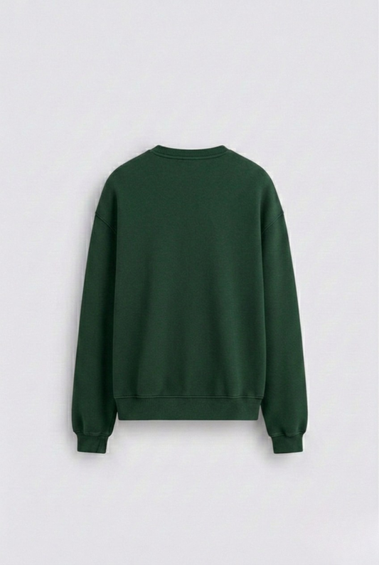 Men's Bottle Green Oversized Sweatshirt 400 GSM Drop Shoulder, Bio-Washed