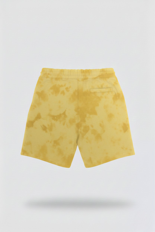 Mens Yellow Tie Dye Shorts 260 GSM Bio-Washed, Drawcord Elastic Waist