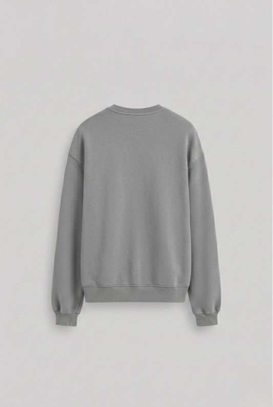 Men's Grey Melange Sweatshirt 300 GSM Bio-Washed, Super Combed Cotton Poly