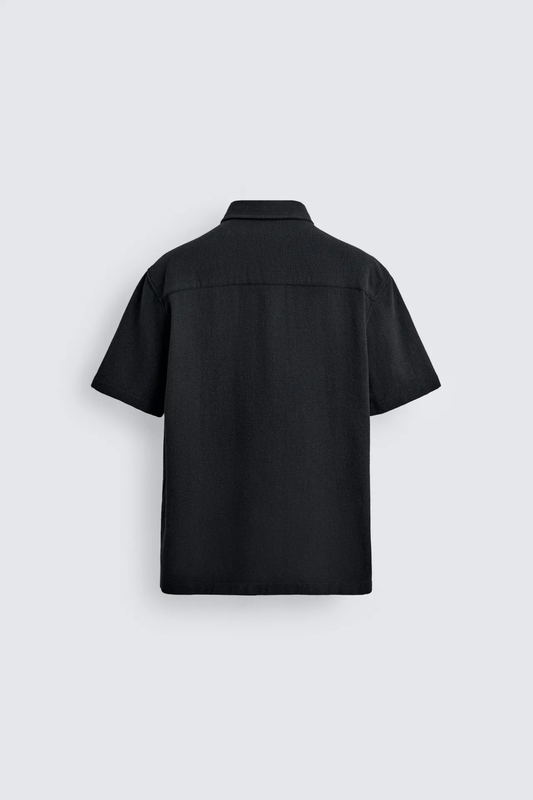 Men's Black Oversized Shirt 240 GSM Cotton, Half Sleeve