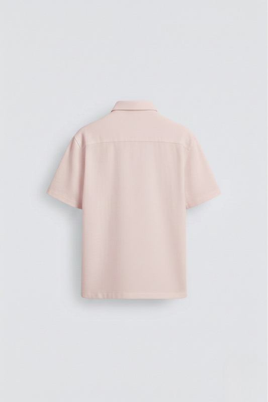 Men's Baby Pink Oversized Shirt 240 GSM Cotton, Half Sleeve