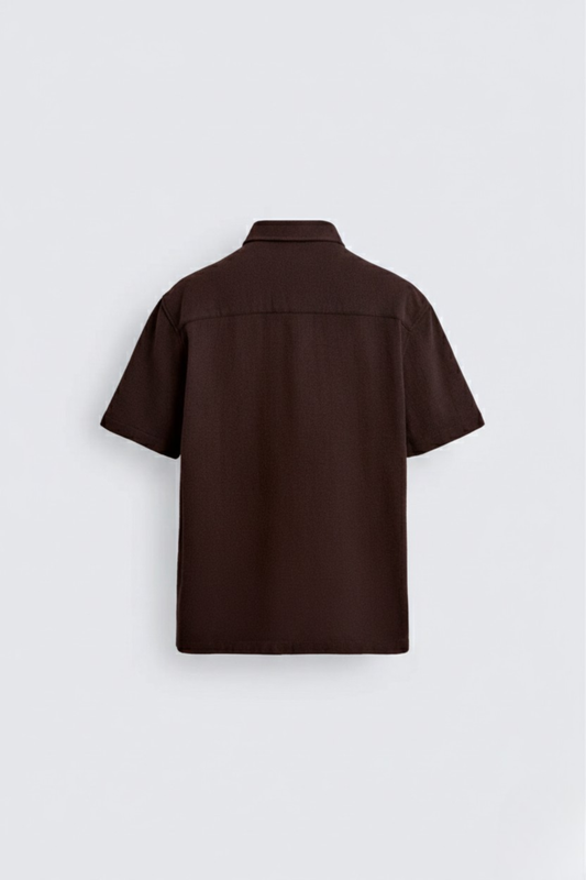 Men's Maroon Oversized Shirt 240 GSM Cotton, Half Sleeve