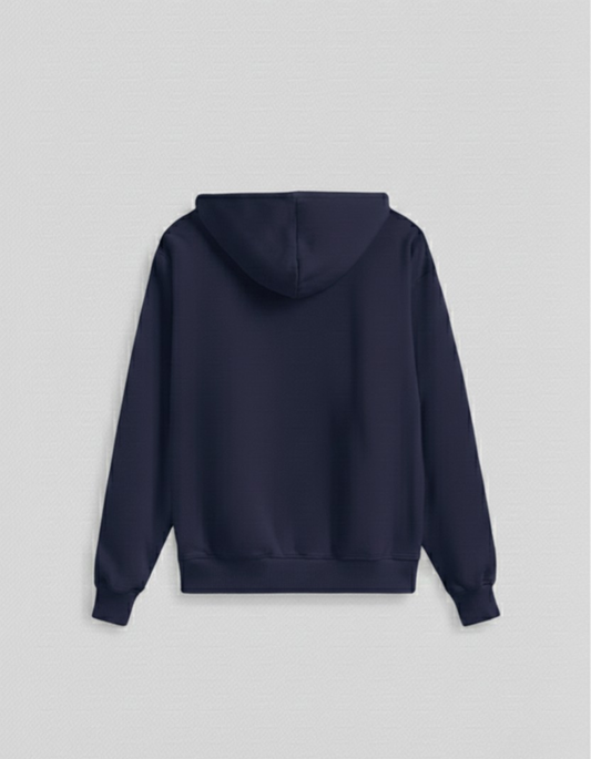 Bombay Bear Men's Navy Blue Hoodie — 300 GSM Bio-Washed, Super Combed Cotton Poly