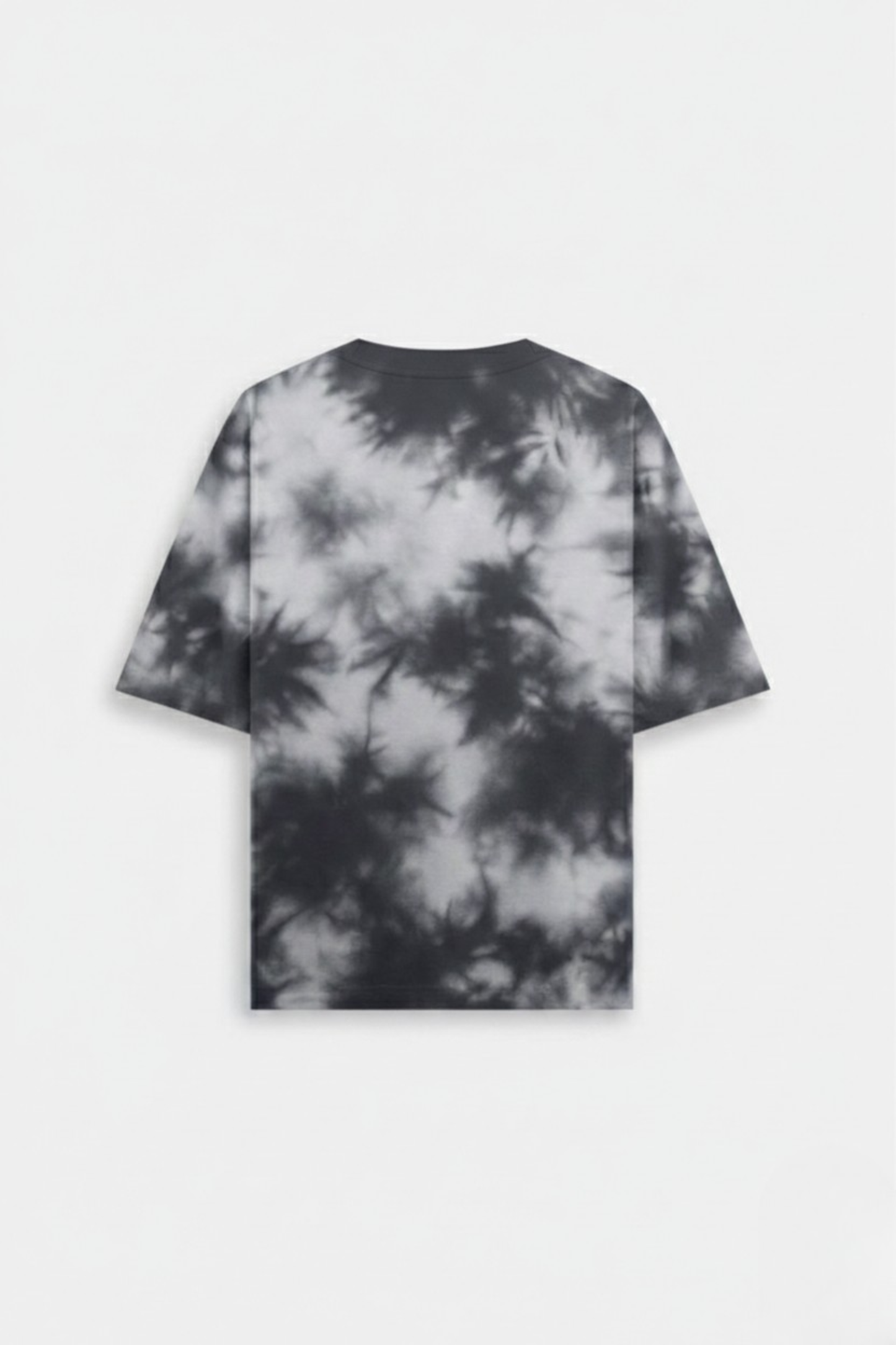 Men's White Black Tie Dye Oversized T-Shirt 260 GSM Bio-Washed, Drop Shoulder