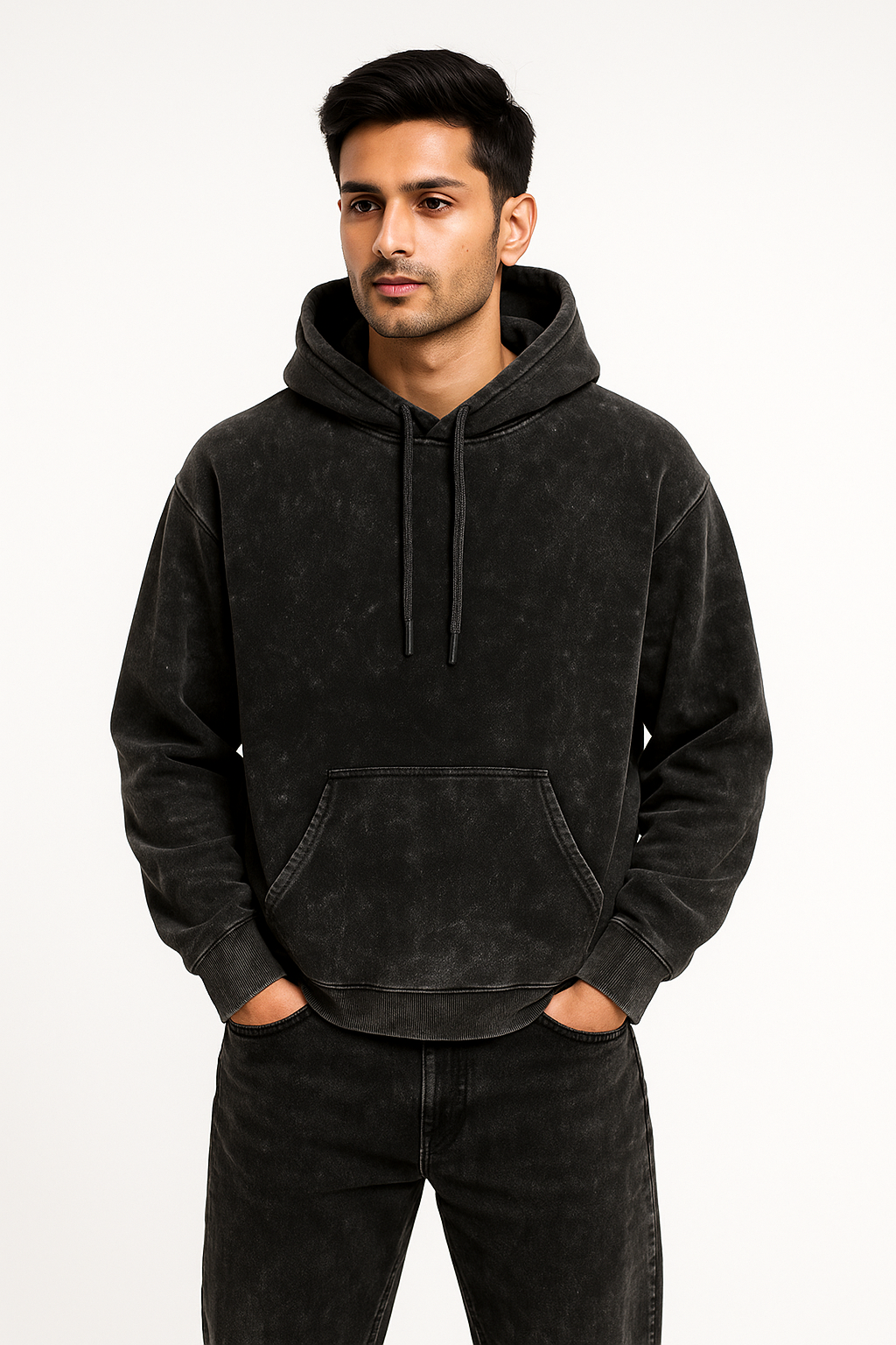 Acid Washed Hoodie - Black