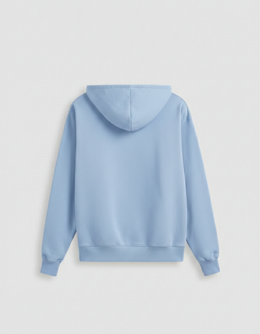 Bombay Bear Men's Baby Blue Hoodie — 300 GSM Bio-Washed, Super Combed Cotton Poly