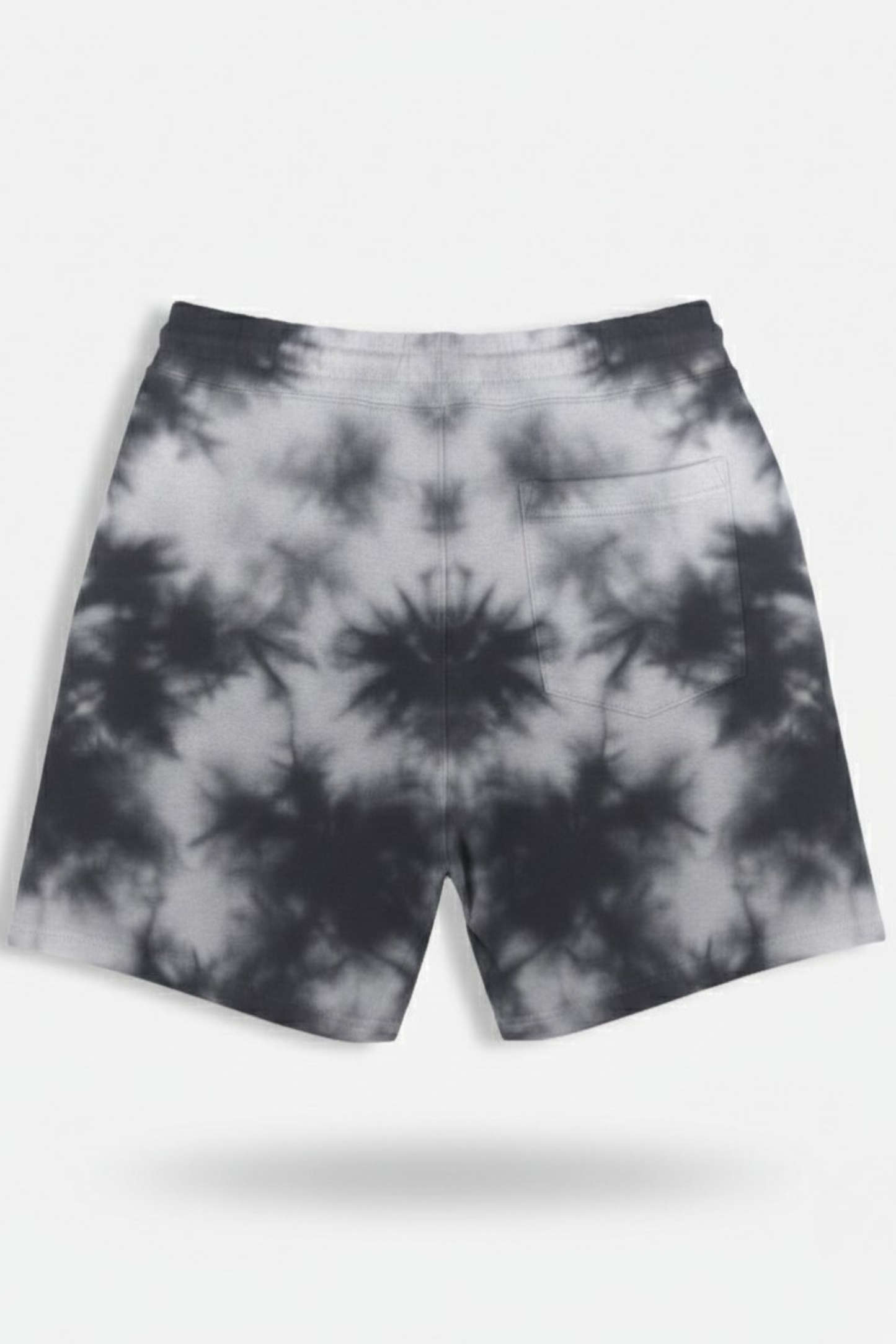 Mens White Black Tie Dye Shorts 260 GSM Bio-Washed, Drawcord Elastic Waist