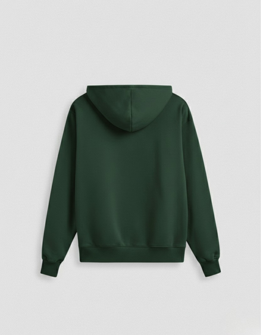 Men's Bottle Green Oversized Hoodie 400 GSM Bio-Washed, Super Combed Cotton Poly