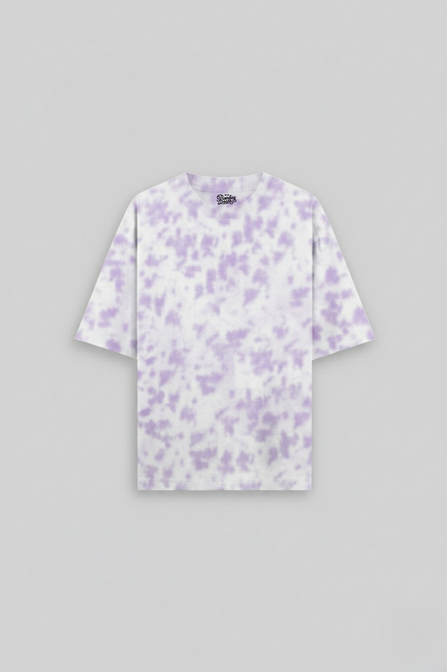 Men's White Lavender Tie Dye Oversized T-Shirt  260 GSM Bio-Washed, Drop Shoulder