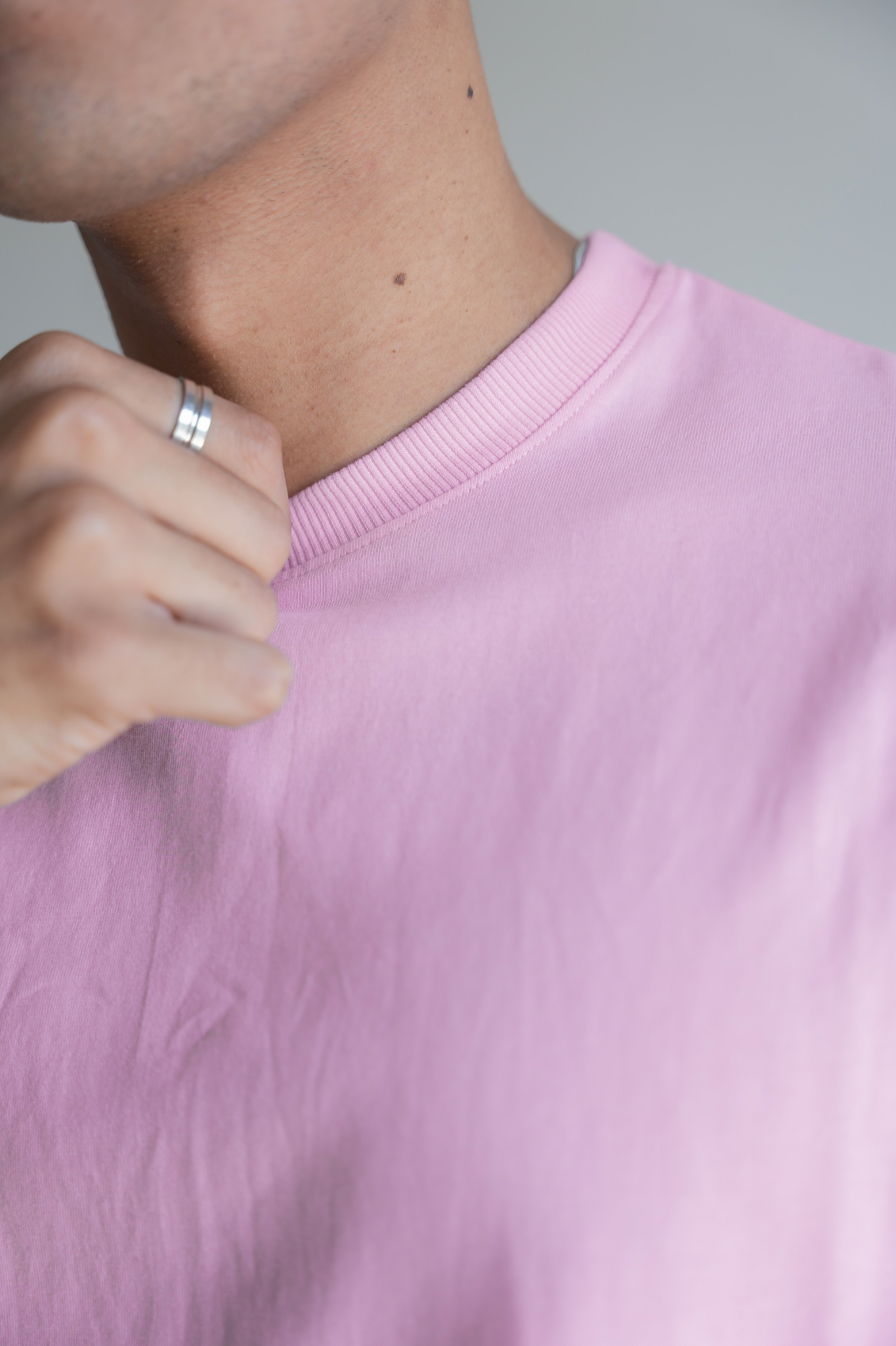 Oversized Classic T‑Shirt for Men | 240 GSM Heavyweight 100% Cotton | Light Baby Pink