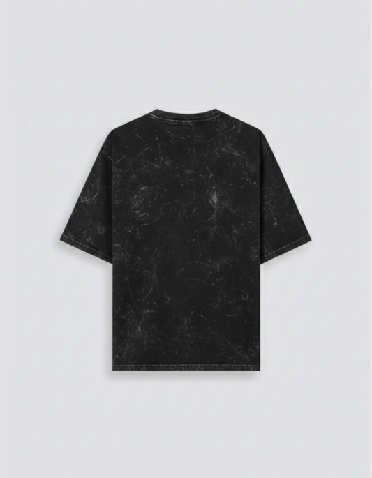 Bombay Bear Men's Black Acid Wash Oversized T-Shirt — 240 GSM Cotton