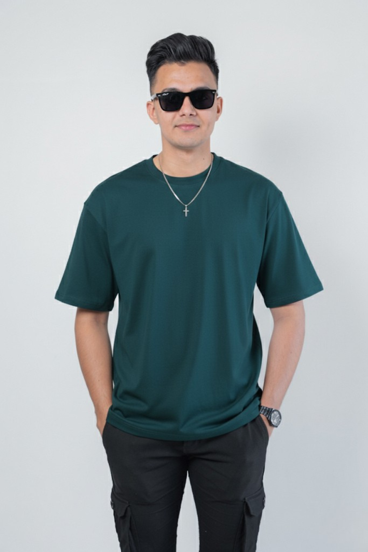 Men’s Petrol Blue Oversized Classic Cotton T-Shirt – 240 GSM