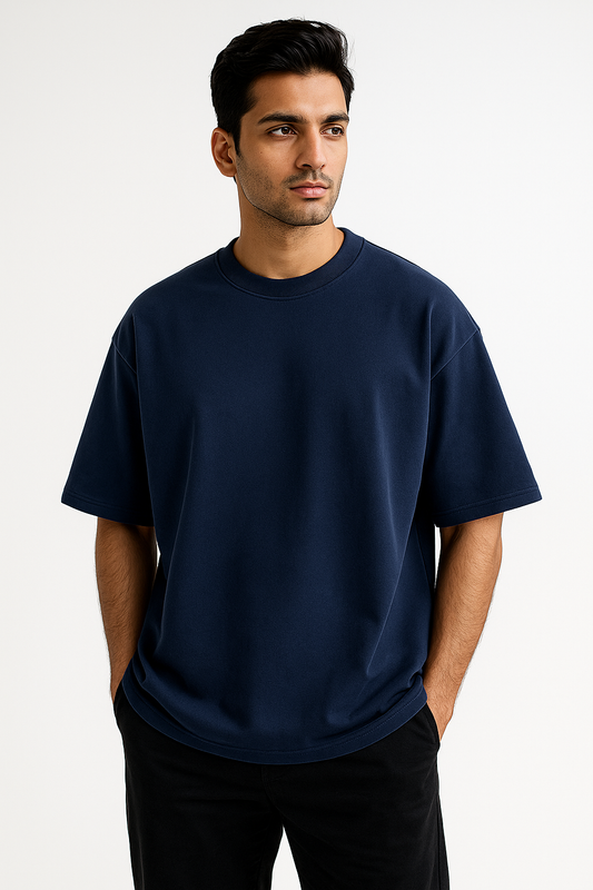 Terry Oversized Tee - Navy Blue