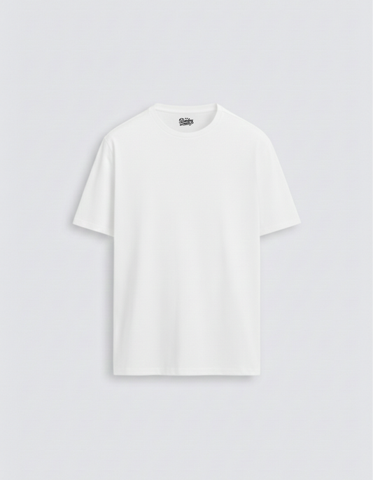 Bombay Bear Men's White Cotton Stretch T-Shirt — 240 GSM, 95% Cotton 5% Elastane