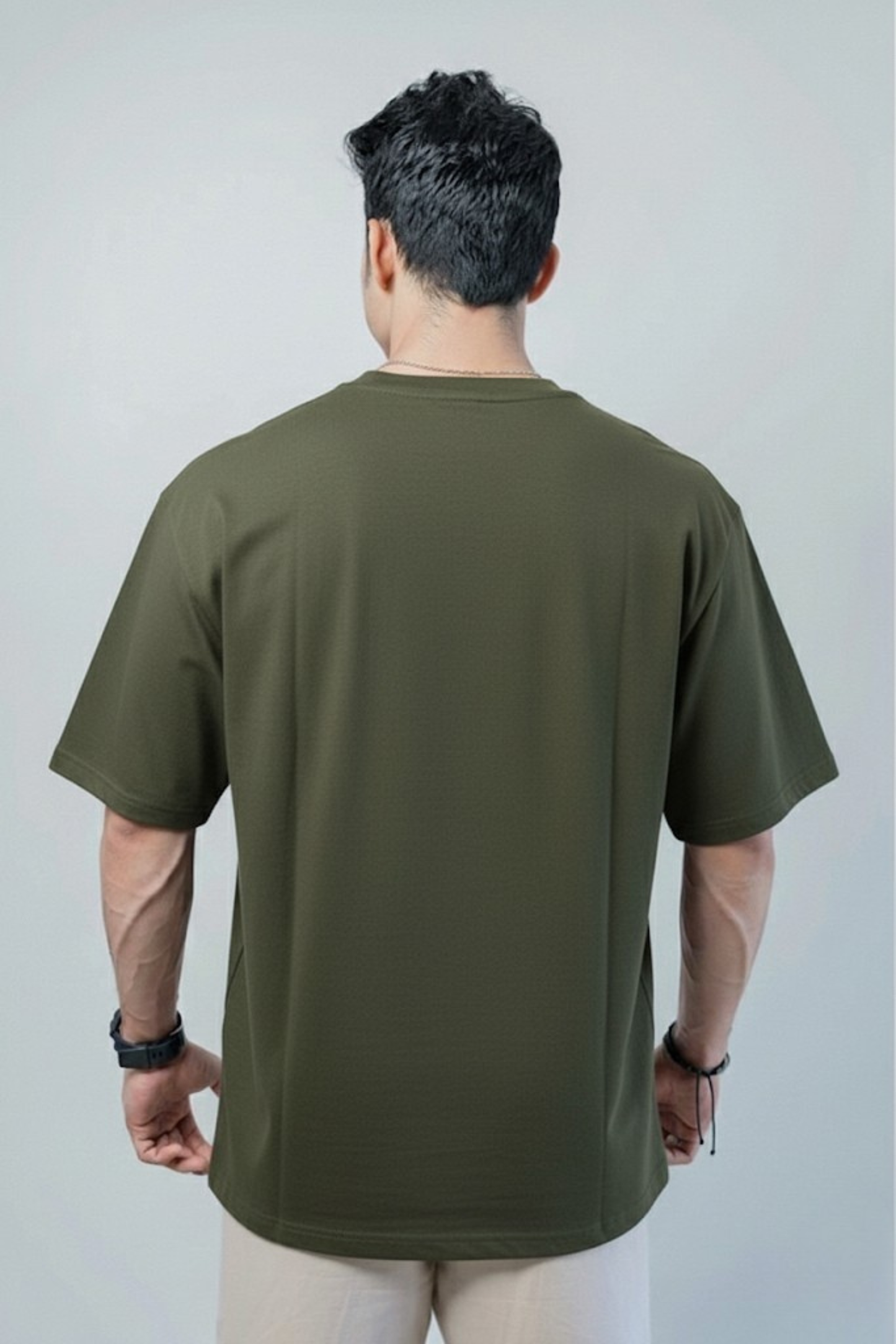 Men’s Olive Green Oversized Classic Cotton T-Shirt – 240 GSM