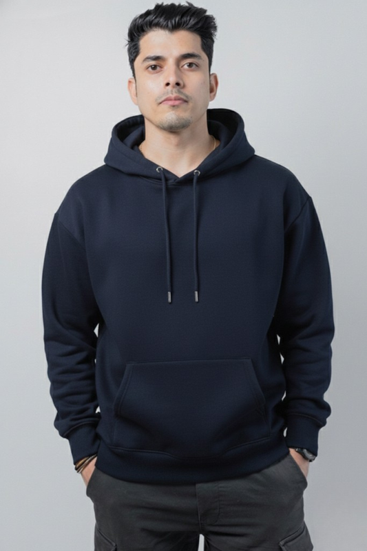 Hoodie | 300 GSM Heavyweight Cotton Blend | 90% Cotton 10% Polyester | Navy Blue