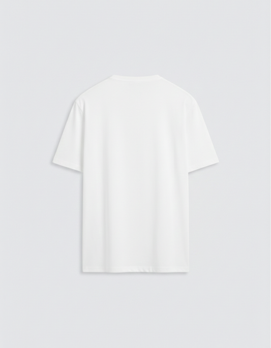 Bombay Bear Men's White Cotton Stretch T-Shirt — 240 GSM, 95% Cotton 5% Elastane