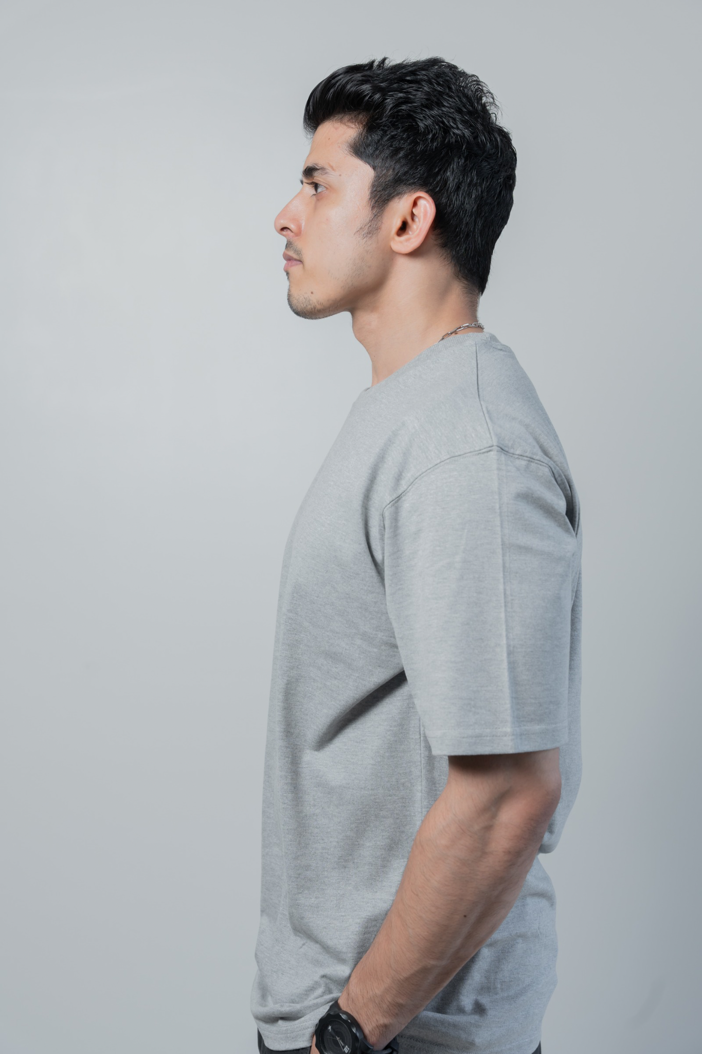 Oversized Classic T‑Shirt for Men | 240 GSM Heavyweight 100% Cotton | Grey Melange