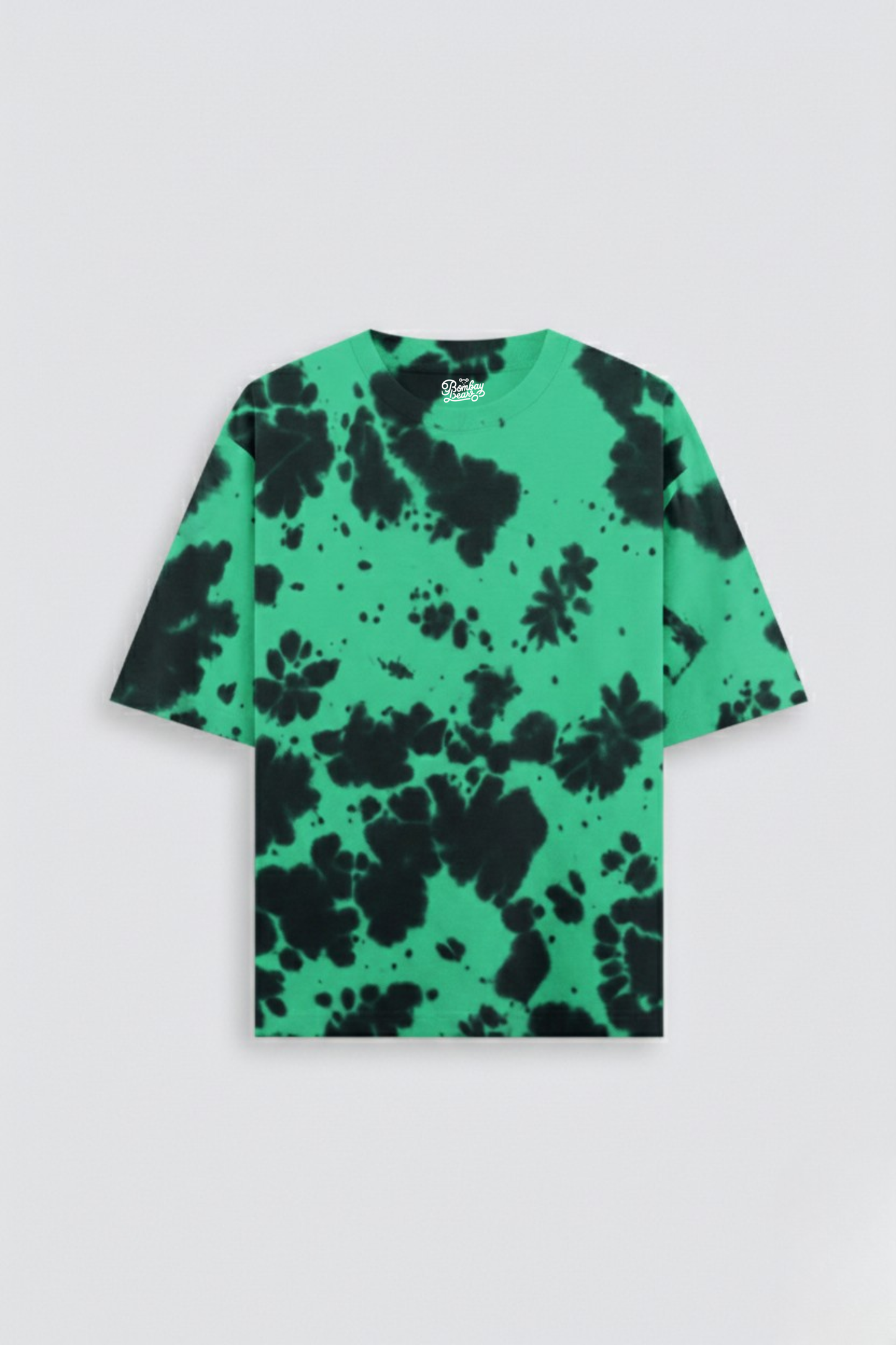 Men's Green Black Tie Dye Oversized T-Shirt  260 GSM Bio-Washed, Drop Shoulder