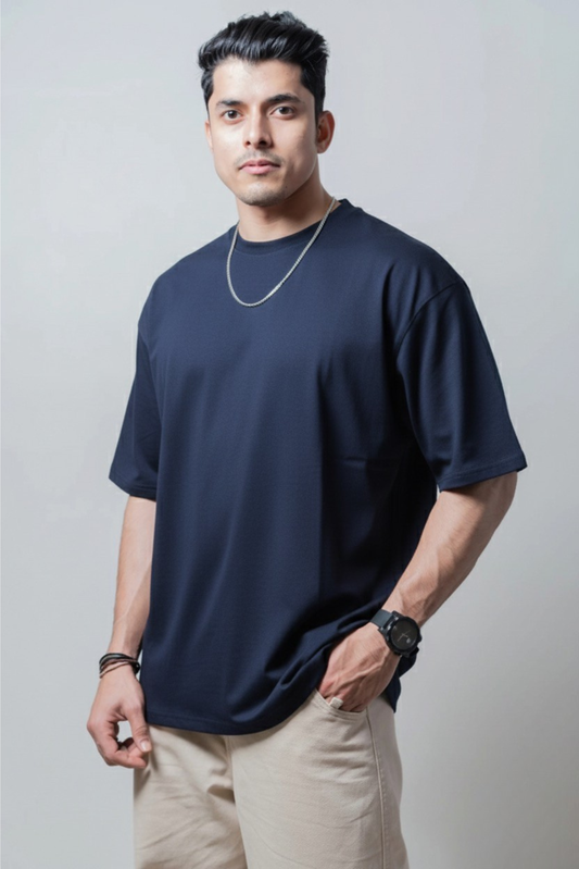Terry Oversized Tee - Navy Blue
