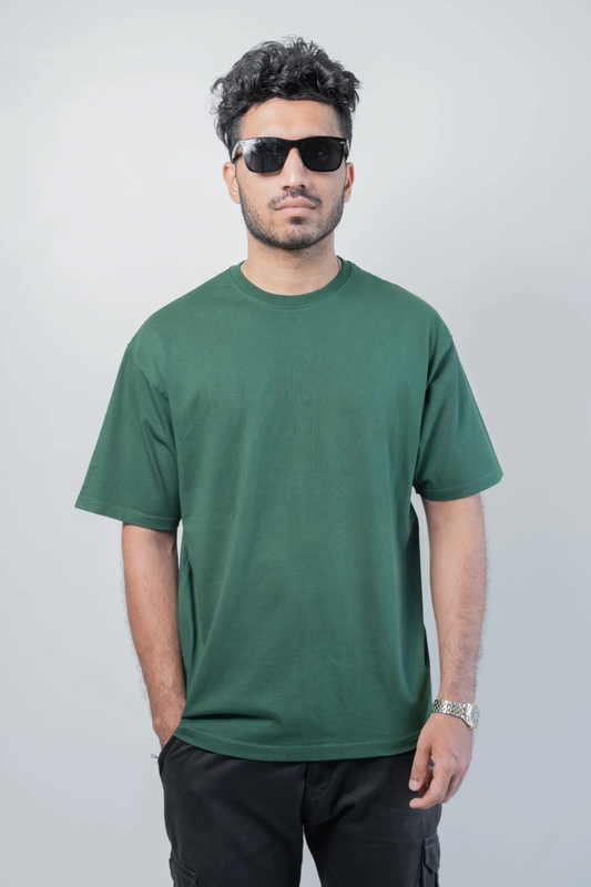 Oversized Classic T‑Shirt for Men | 240 GSM Heavyweight 100% Cotton | Bottle Green