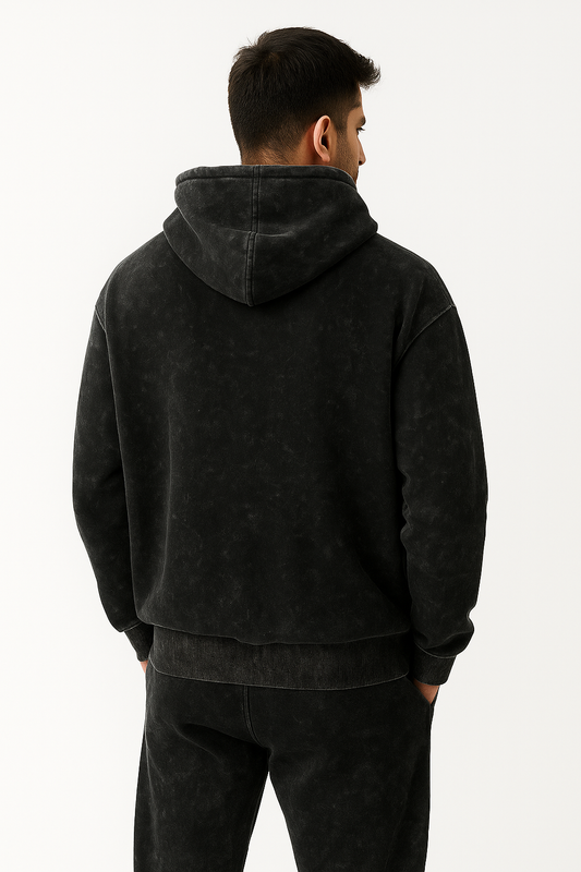 Acid Washed Hoodie - Black