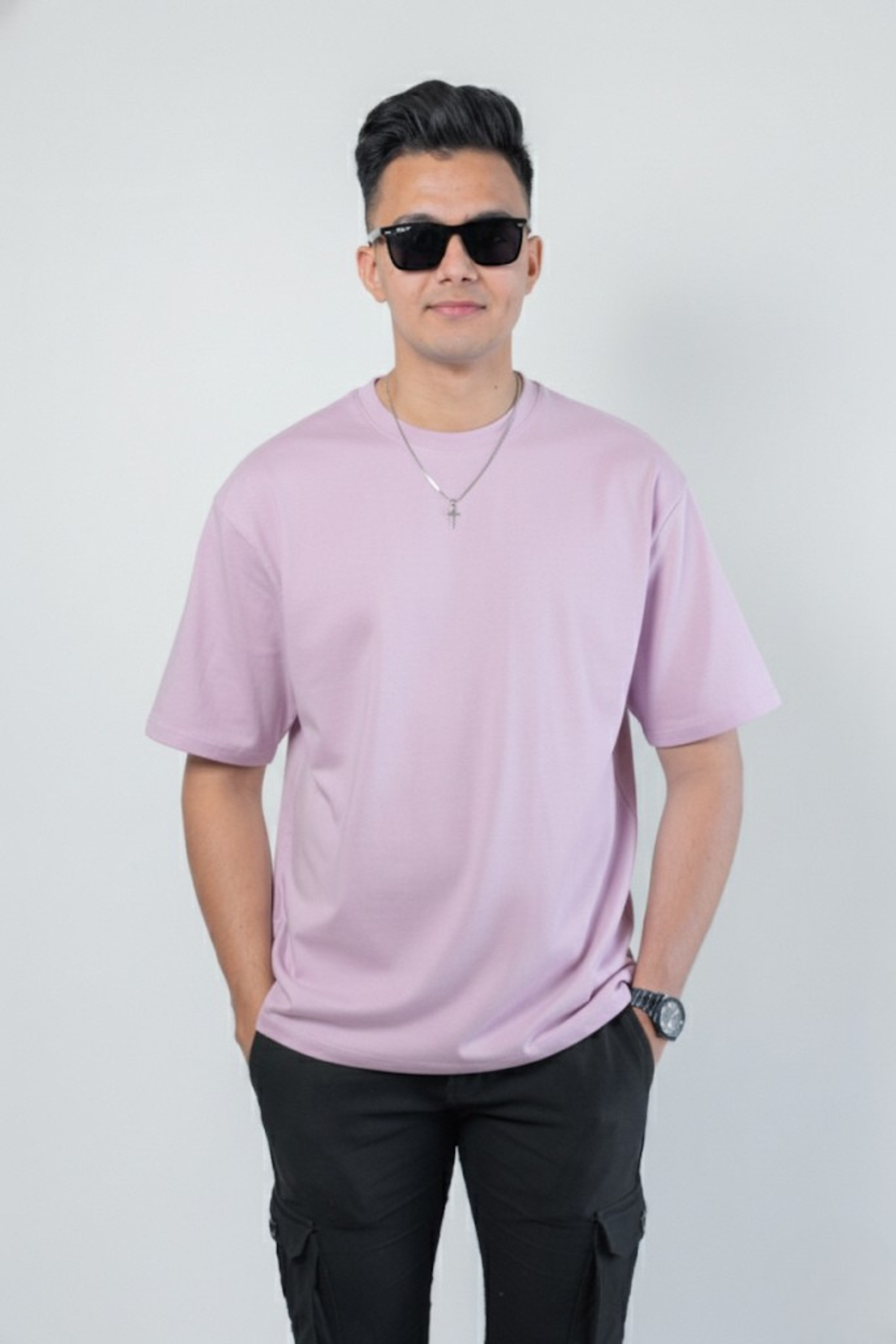 Men’s Lavender Oversized Classic Cotton T-Shirt – 240 GSM