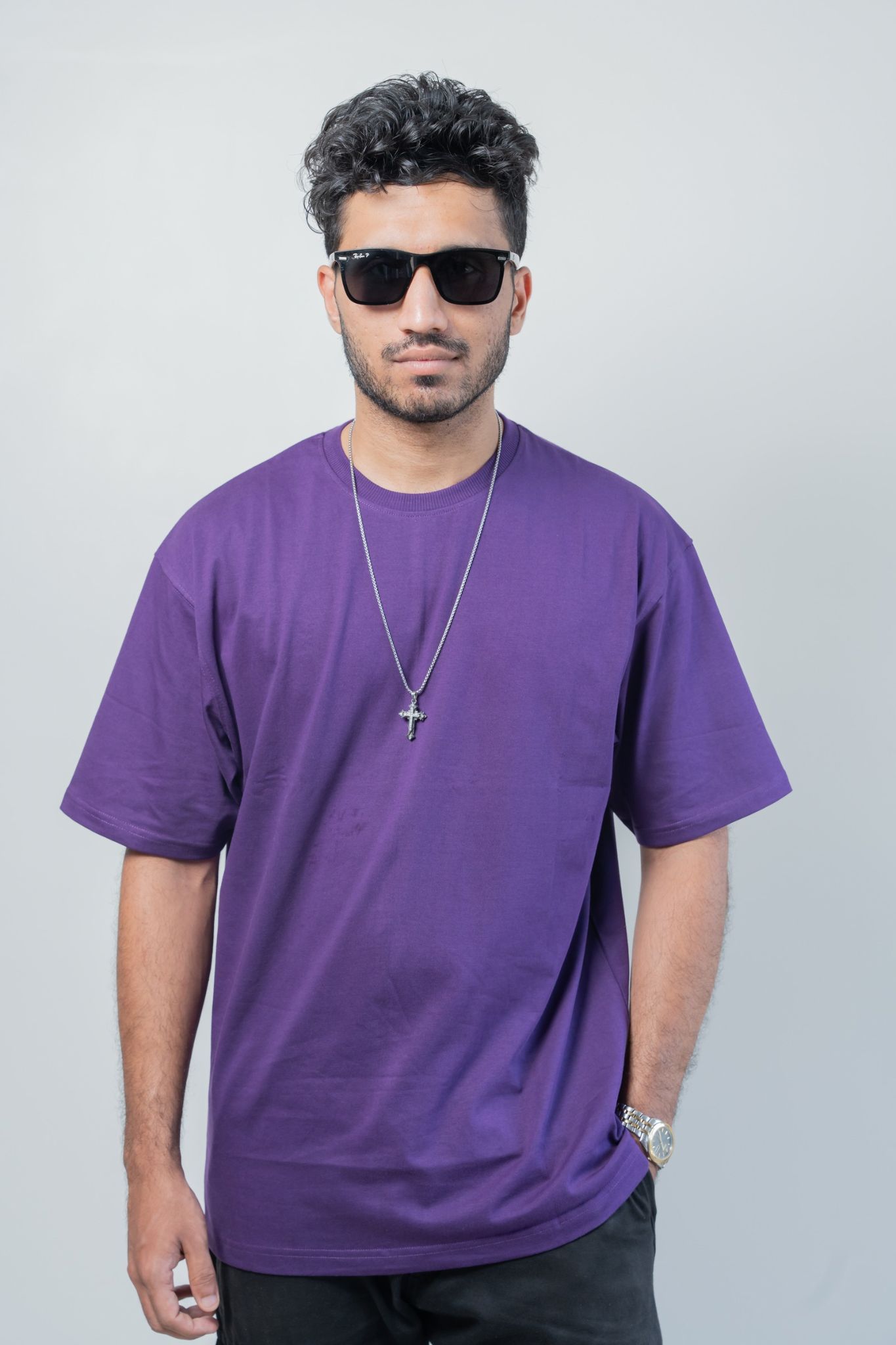 Oversized Classic T‑Shirt for Men | 240 GSM Heavyweight 100% Cotton | Purple