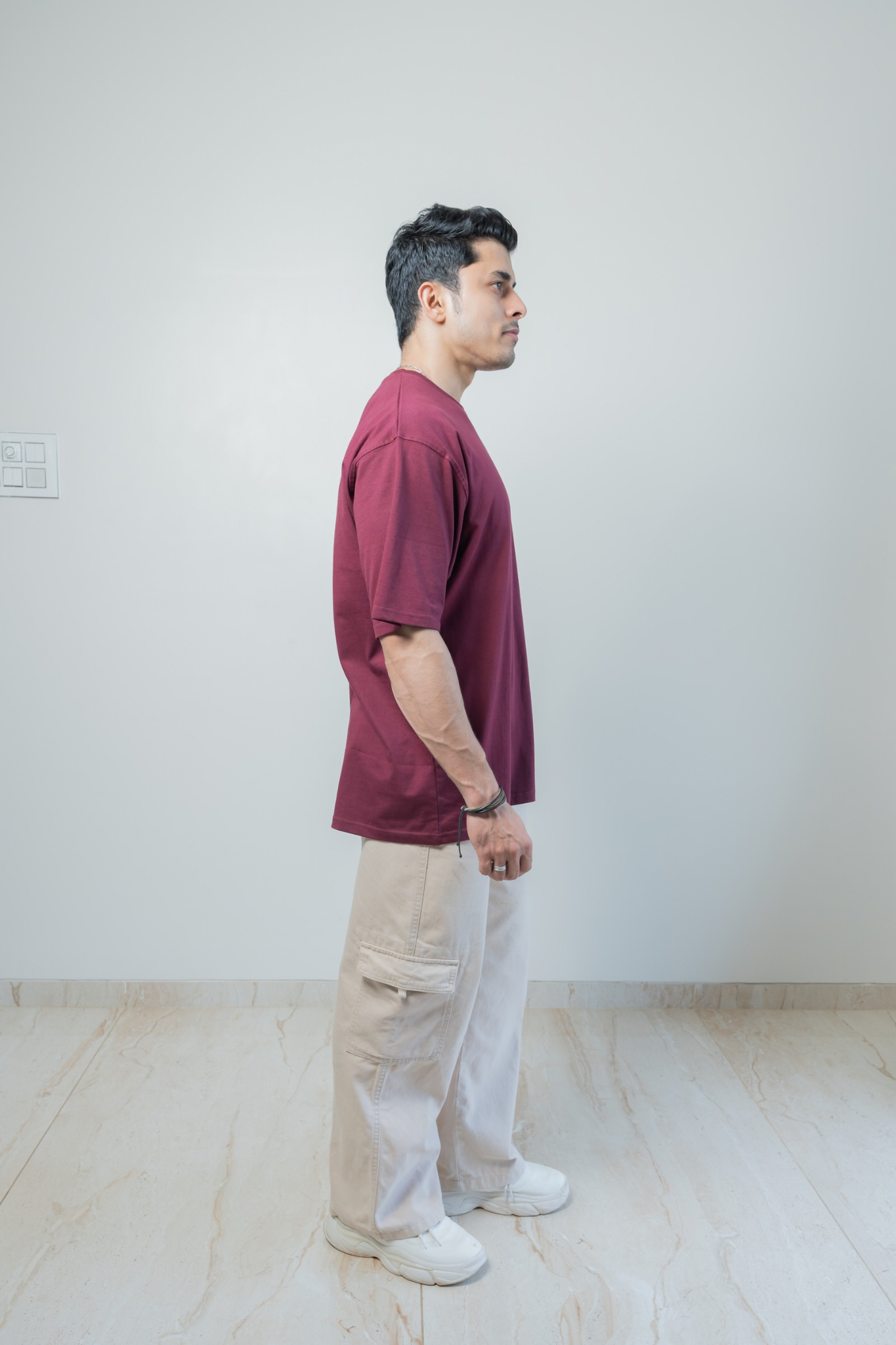 Oversized Classic T‑Shirt for Men | 240 GSM Heavyweight 100% Cotton | Maroon