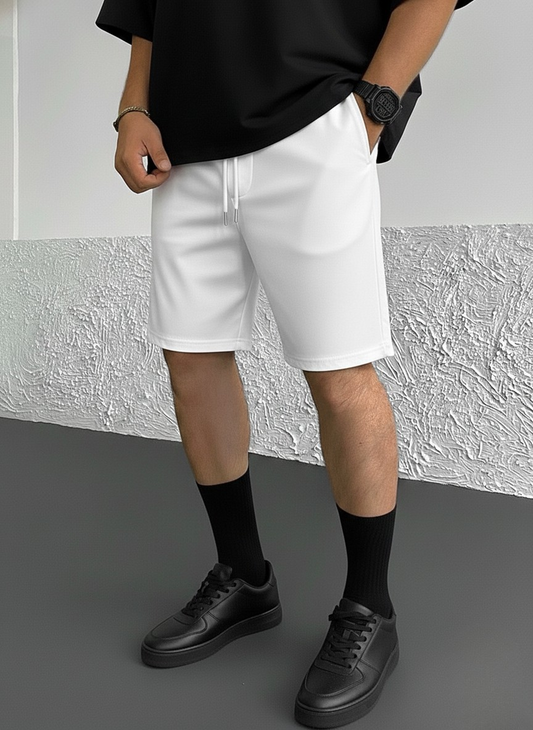 Terry Shorts | 260 GSM Heavyweight | Drawcord Elastic Waist | Slip‑In Pockets | White