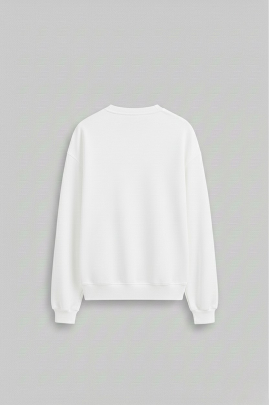 Men's White Sweatshirt  300 GSM Bio-Washed, Super Combed Cotton Poly