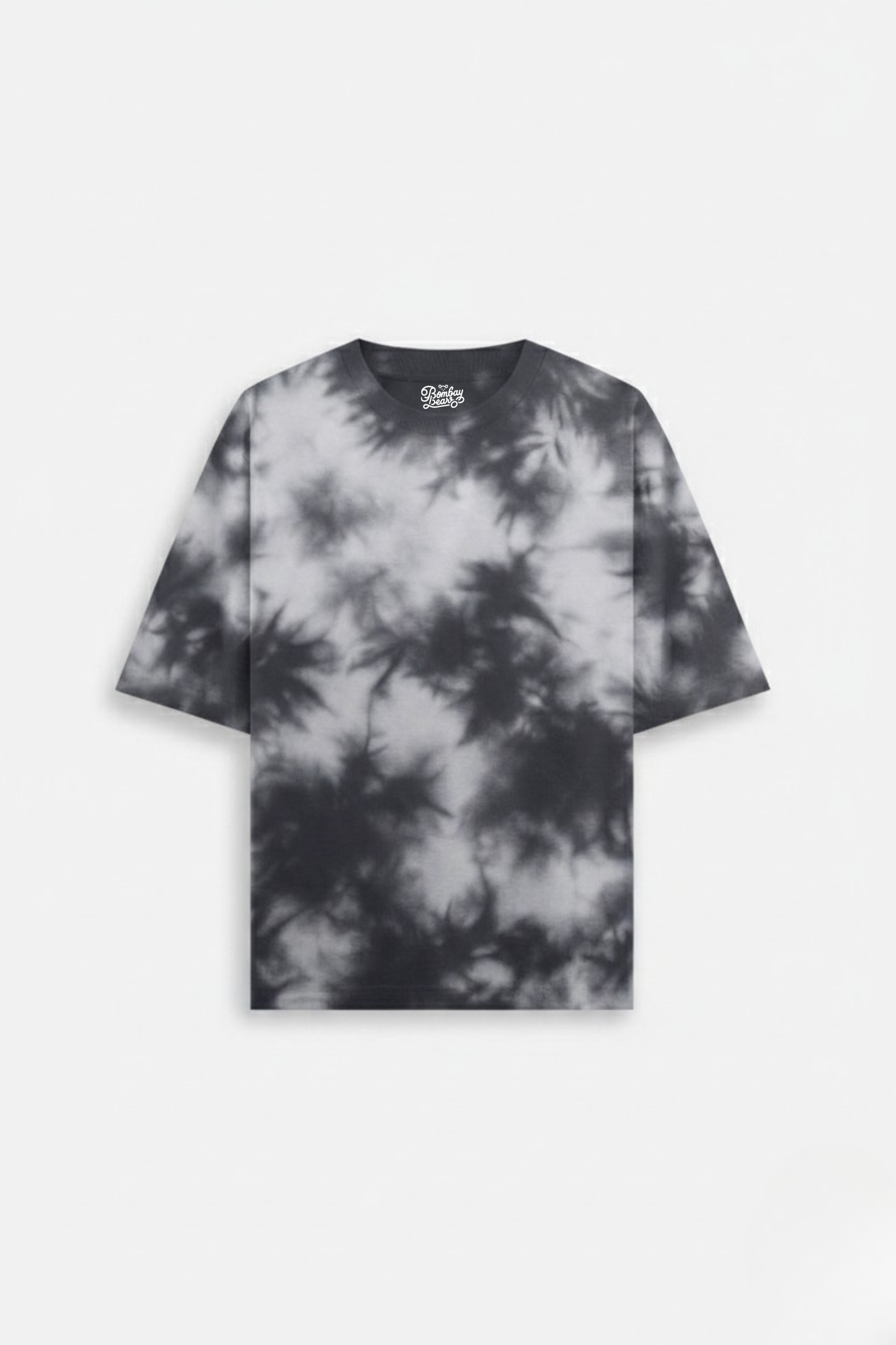 Men's White Black Tie Dye Oversized T-Shirt  260 GSM Bio-Washed, Drop Shoulder