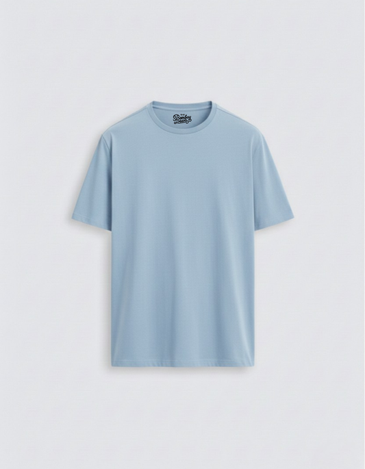 Bombay Bear Men's Baby Blue Cotton Stretch T-Shirt — 240 GSM, 95% Cotton 5% Elastane