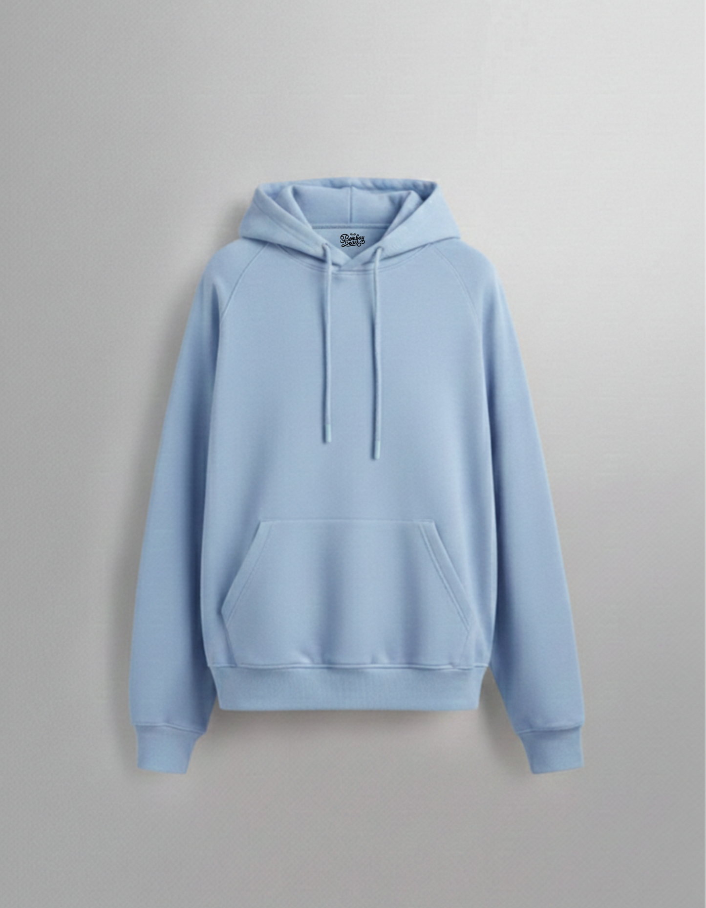 Men's Baby Blue Hoodie  300 GSM Bio-Washed, Super Combed Cotton Poly