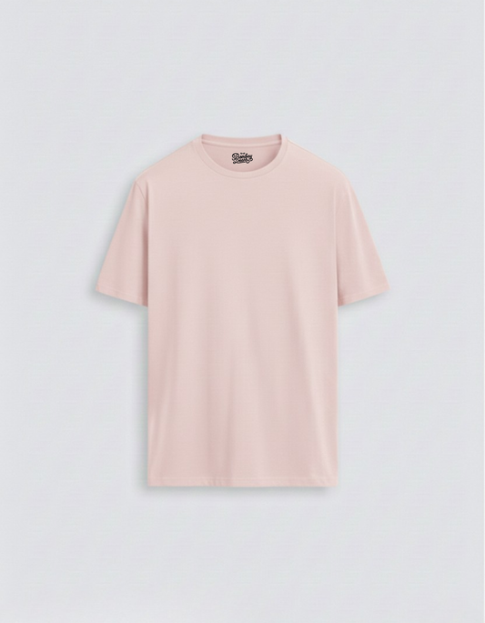 Bombay Bear Men's Baby Pink Cotton Stretch T-Shirt — 240 GSM, 95% Cotton 5% Elastane