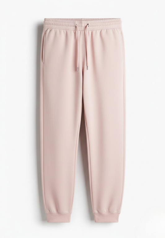 Baby Pink joggers on a white background