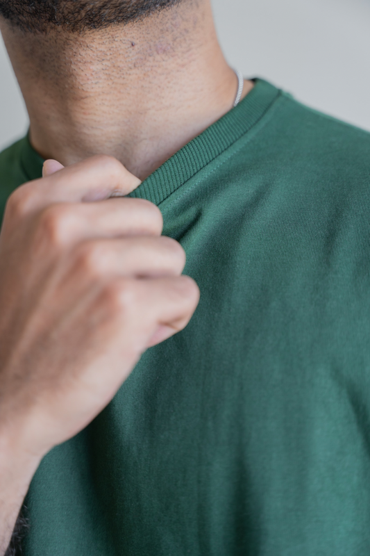 Oversized Classic T‑Shirt for Men | 240 GSM Heavyweight 100% Cotton | Bottle Green