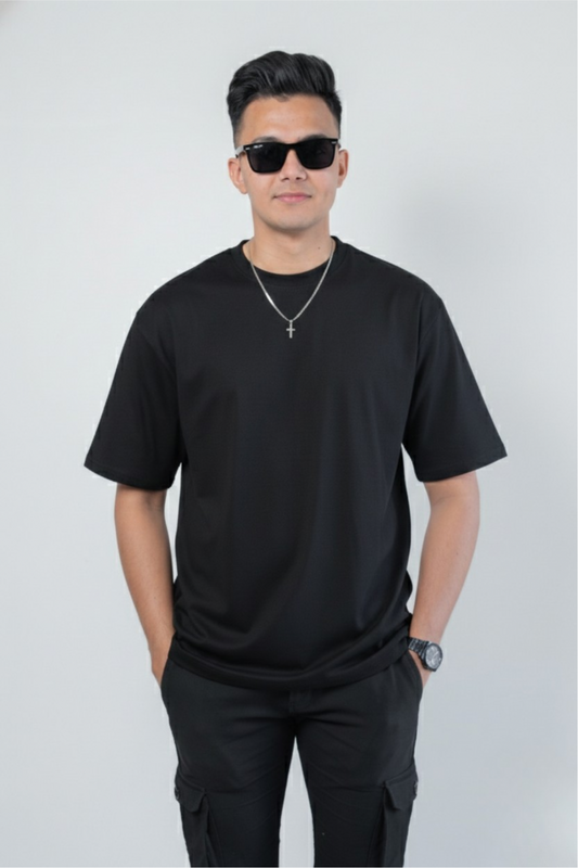 Oversized Classic T‑Shirt for Men | 240 GSM Heavyweight 100% Cotton | Black