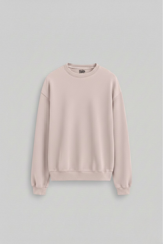 Men's Baby Pink Sweatshirt  300 GSM Bio-Washed, Super Combed Cotton Poly
