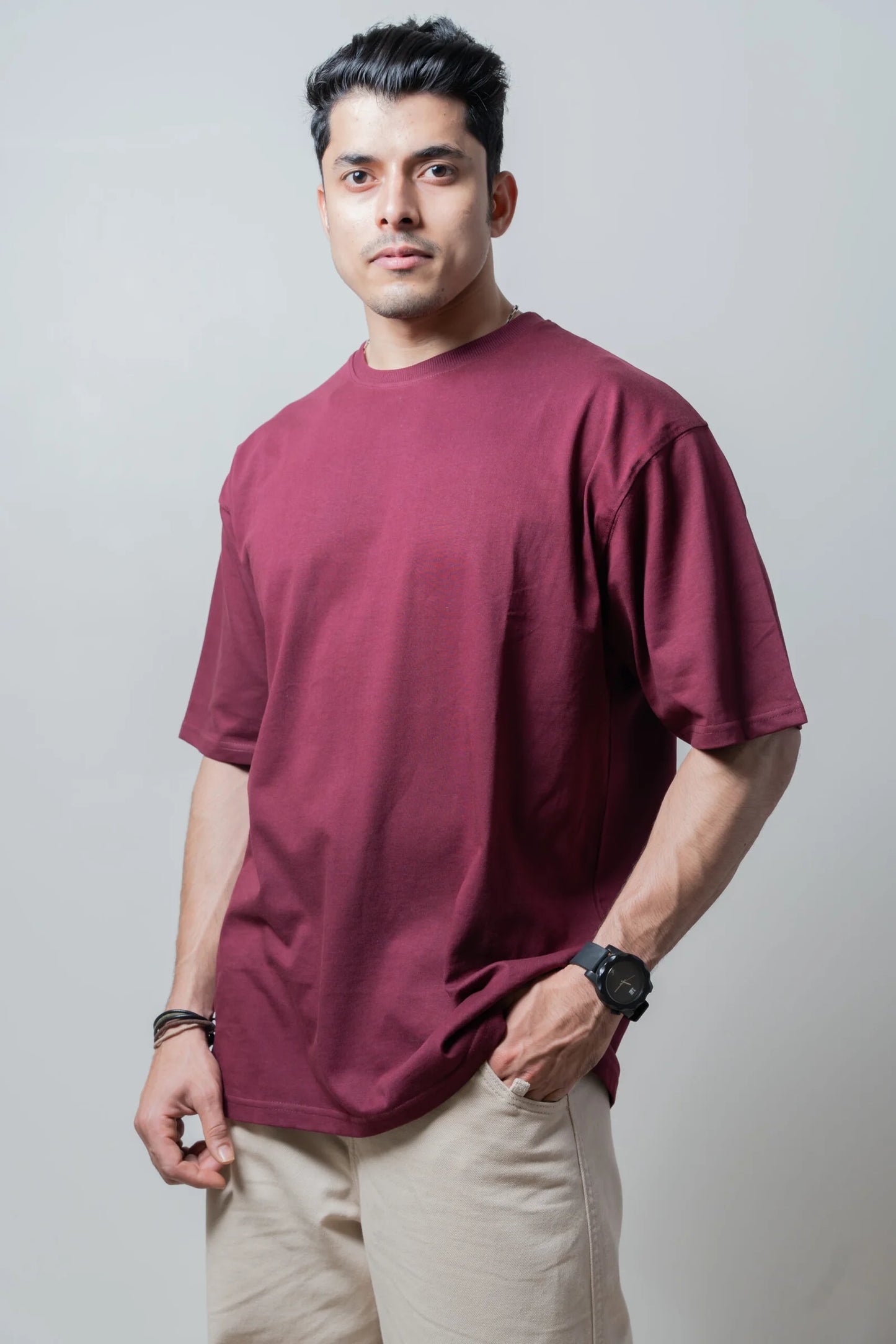 Terry Oversized Tee - Maroon